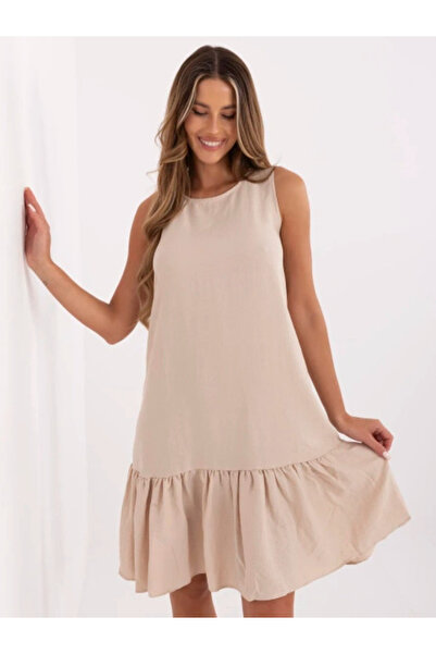 rue parıs Rochie Dama, RUE PARIS, Bumbac, Rochie evazata, Bej, model 328-SK-5...