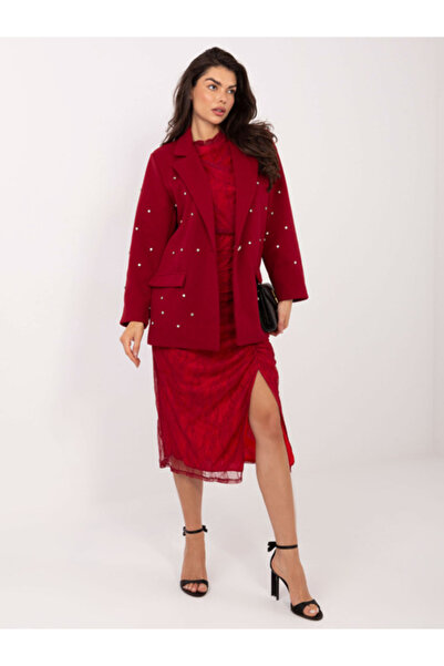 Italy Moda Women's Jacket, ITALY MODA, Polyester, Applications, Bordeaux, mod...