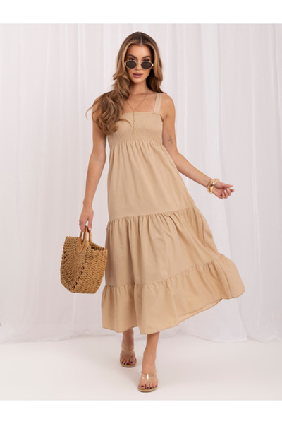 rue parıs Rochie Dama, RUE PARIS, Bumbac, Rochie evazata, Bej, model RO-SK-EL...
