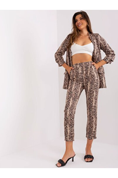 Italy Moda Pants Ladies, ITALY MODA, Polyester, Animal Print, Beige, model DH...