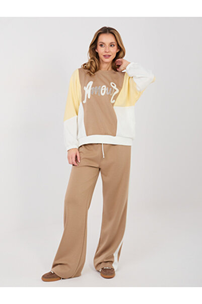 rue parıs Compleu Dama Maneca lunga, Paiete, RUE PARIS, Bej inchis Casual Mod...