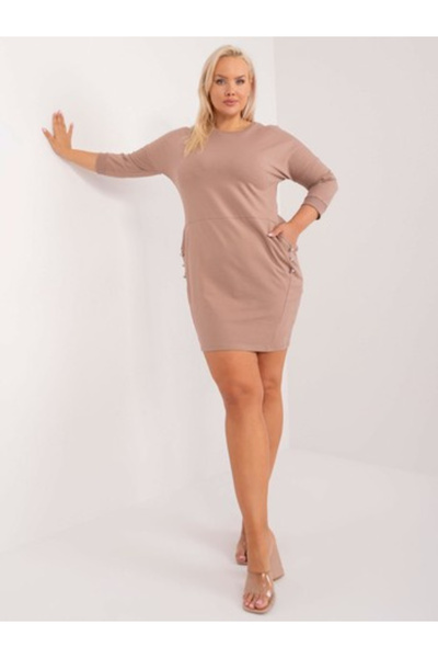 Relevance Rochie Dama Maneca 3/4, Rochie dreapta, RELEVANCE, Bej Model RV-SK-...