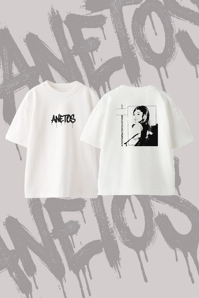 Anetos Ariana Grande_23 Design Back Printed Cotton White Oversize T-Shirt