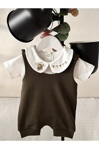 Mama Miel Baby Helikopter Nakışlı Yaka Detaylı Body ve Haki Penye Bebek Salop...