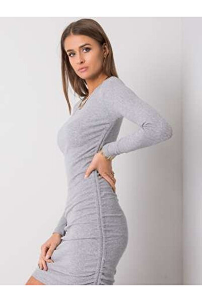 rue parıs Rochie Dama, RUE PARIS, Bumbac, Maneca lunga, Gri, model RV-SK-6009...