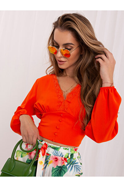 Italy Moda Γυναικεία μπλούζα, ITALY MODA, Πολυεστέρας, Μακρύ μανίκι, Πορτοκαλ...