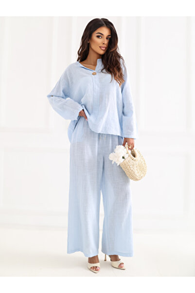 Italy Moda Bluza Dama, ITALY MODA, Bumbac, Maneca lunga, Albastru deschis, mo...