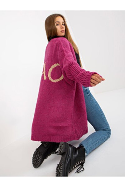 Och Bella Cardigan Dama Maneca lunga, Guler inalt, Och Bella, Fucsia Eleganta...