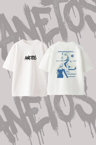 Anetos Ariana Grande_48 Design Back Printed Cotton White Oversize T-Shirt