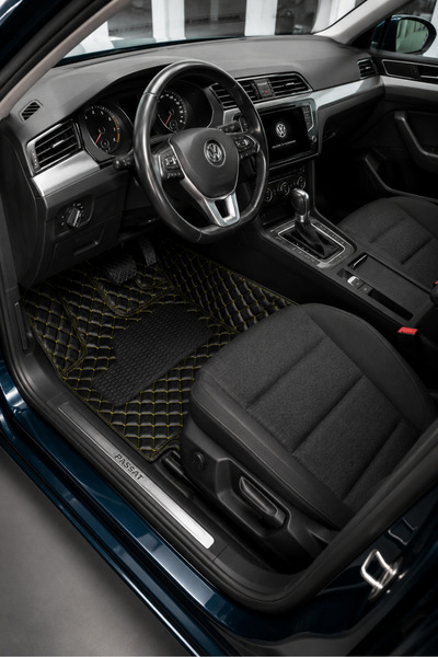PASPASGRAFT Volkswagen Tayron Siyah Üzeri Sarı Dikiş 8D Diamond Premium Havuz...