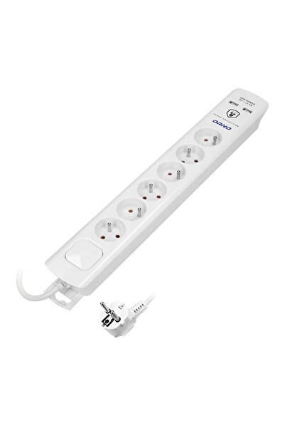 Orno Prelungitor cu protecție la supratensiune, 3m, 6 prize, încărcător 2xUSB