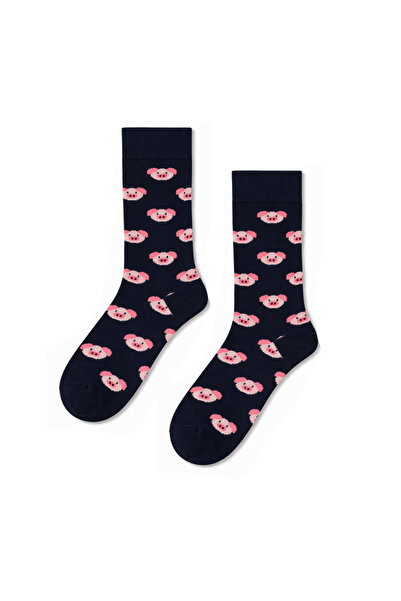 CARNAVAL SOCKS Cute Pig Patterned Navy Blue Unisex Socks