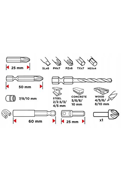 graphite Set de burghie și accesorii, 50 de piese. 56H613