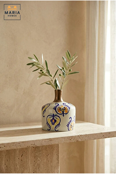 MARIA HOMES Multicolour Floral Decorative Vase, Modern Ceramic Flower Holder ...
