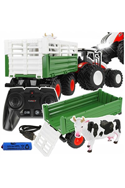 Stator Tractor telecomandat cu remorcă și vacă, controlat prin telecomandă RC...