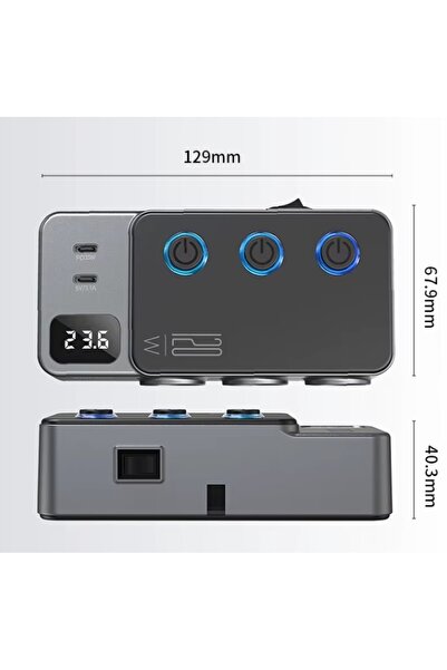 NO BRAND Splitter priză brichetă 12-24V USB QC PD Voltmetru 120W CYBERPUNK