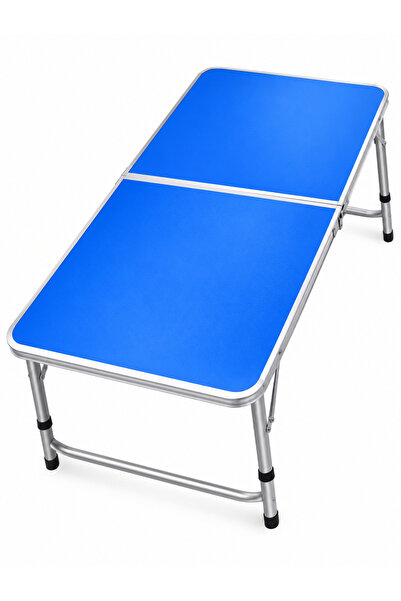 PRC Masă Pliabilă Camping 120 x 60 cm, Cadru din Aluminiu, Albastru, Portabil...