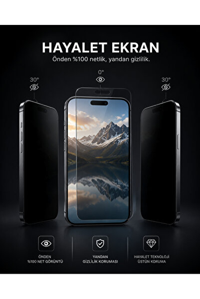 atech gsm İphone 17 Pro Uyumlu Gizli Privacy Hayallet Ekran Koruyucu Film