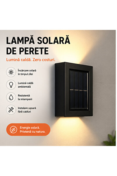 OEM Lampă Solară de Perete cu Iluminare Sus și Jos, IP65, Baterie 600mAh, ABS