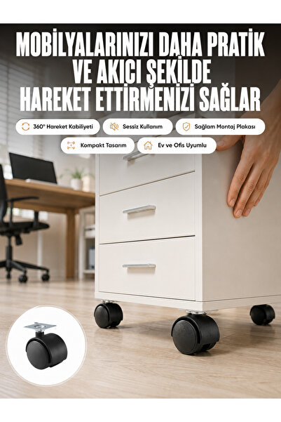 Lisinya Otključani set od 4 tiha i izdržljiva stopala za točkove od 4 cm