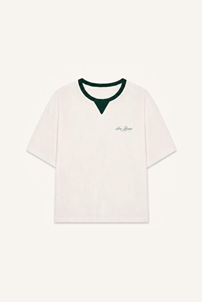 DeFacto 100% Cotton Boxy Fit Crew Neck Short Sleeve Green T-Shirt I3686Ax26Au