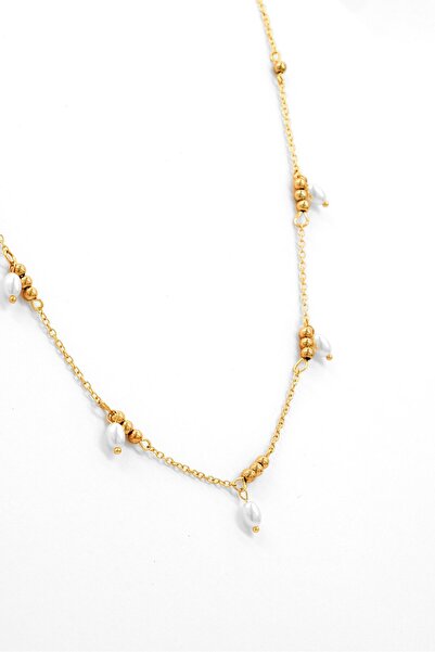 Casa Caracol Women Gold Pated Pearl Necklace, Gold/Ivory