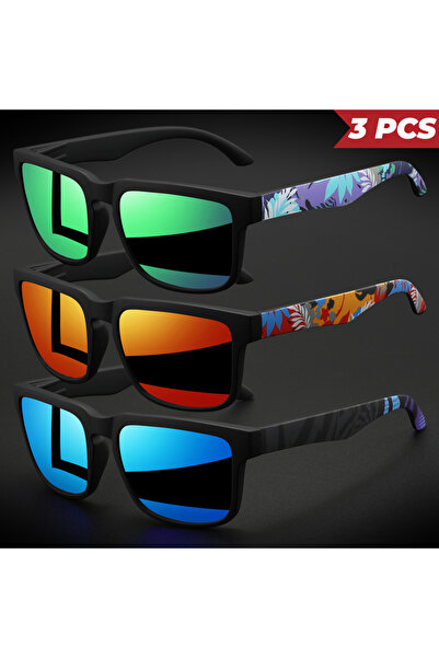 Choice8 3PCS-6 3PCS Classic Square Colorful Sports Sunglasses - Patterned Tem...