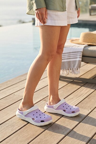 Modazirve White Lilac Daily Beach Pool Beach Slippers Women's Slippers & Sandals