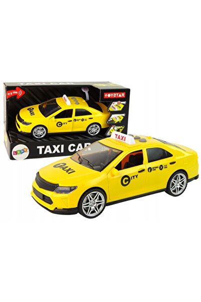 LeanToys Mașină Taxi 1:14 Lumini Sunete Galbene