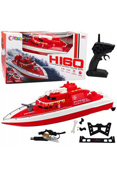 LeanToys Barcă cu motor mare, telecomandată, 40cm, roșie