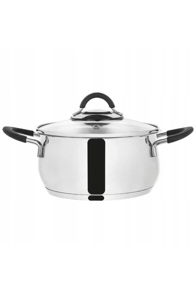 Orionis Oală de oțel cu capac de sticlă DALIE 16 cm, 1,8 l