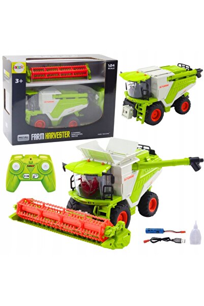 LeanToys Combină agricolă 2 în 1 pentru cereale, telecomandată RC, cu efect d...