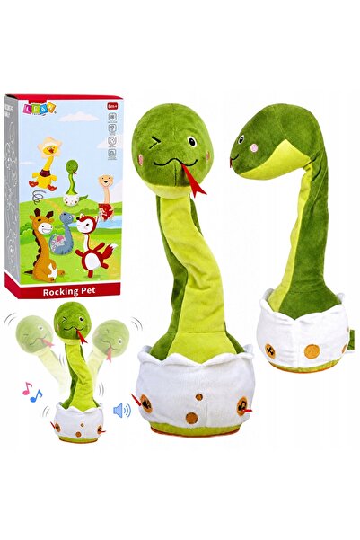 LeanToys Jucărie de pluș șarpe dansator, interactivă, cu sunete muzicale, verde