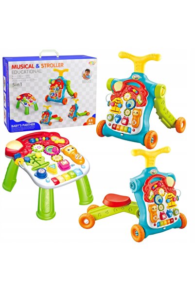 LeanToys Chodzik Pchacz Trotinetă Masă Educativă Panou Interactiv 5 în 1 Colorat