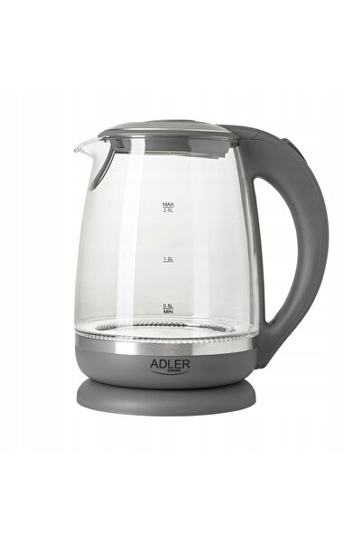 adler Fierbător electric fără fir din sticlă, 2L, 2200W, cu bază rotativă LED