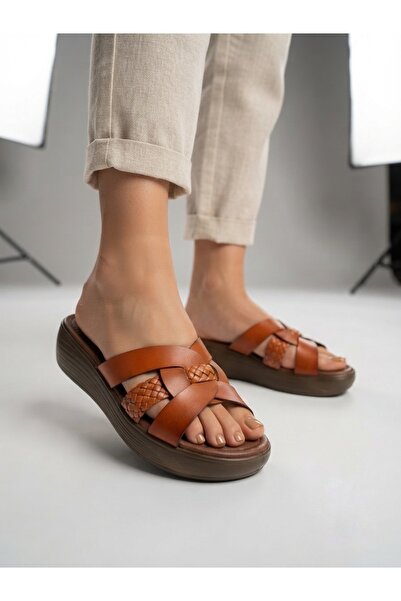 Rüya Shoes نعال نسائية من الجلد الطبيعي بكعب سميك