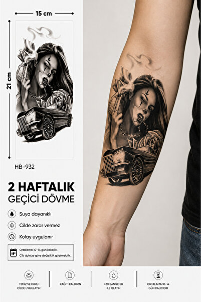 medink tattoo Gerçekci Geçici Gangstar Kadın Araba Dövme geçici Etiket Kadın ...