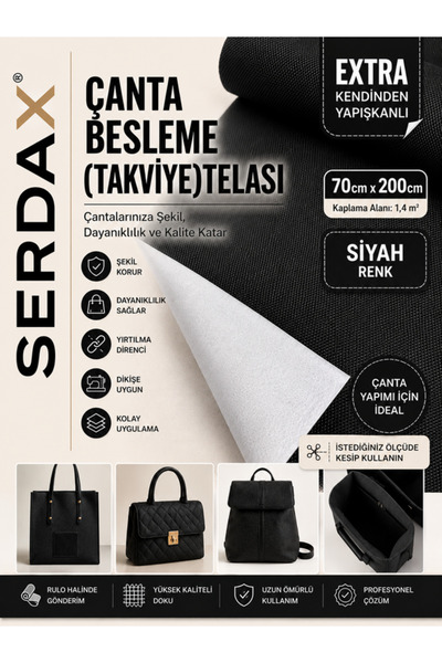 SERDAX Extra kendinden yapışkanlı çanta/cüzdan besleme (takviye) telası astar...