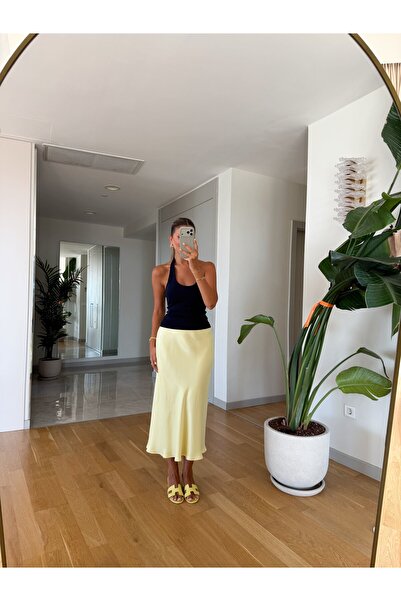 MERVE AKSOY Jaquan Saten Etek - Sarı