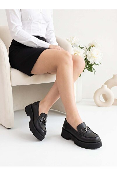 Nesil Shoes Ermod 220 Black Moccasin Women's Shoes