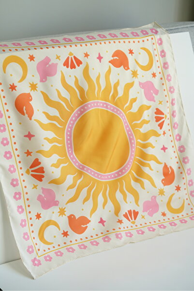 EZG Güneş Tasarımlı Fular / Bandana / Çanta Aksesuarı (60x60 cm)