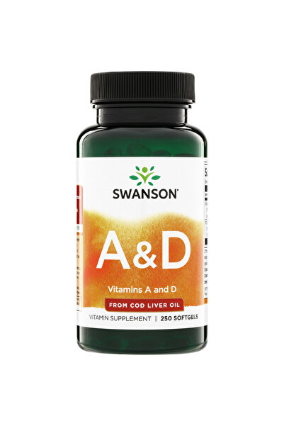 SWANSON Vitaminele A și D din ulei de ficat de cod 250 capsule moi