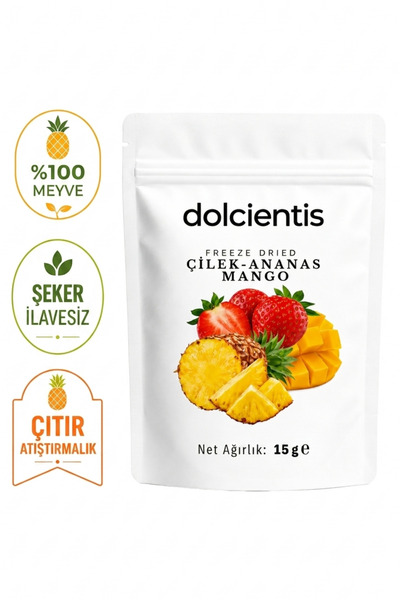 Dolcientis Freeze Dried Mix Çilek Ananas Mango 15 g Dondurularak Kurutulmuş K...