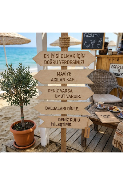 craftatölyem 5li Ahşap MDF Bahçe Yön Tabelası / Sopasız