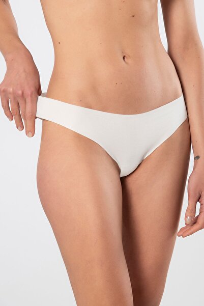 TÜREN Women's Laser Cut Cotton Brazilian Panties 908/Ecru
