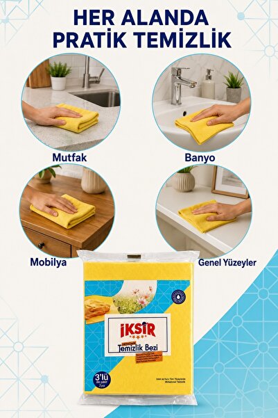 IKSIR Temizlik Bezi 3'lü – Mutfak, Banyo ve Çok Amaçlı Ev Temizliği