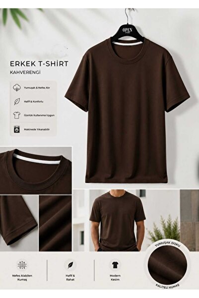 BEYAZTOPTAN Men's Cotton-Modal Fabric Breathable Basic Modern Cut Casual T-Shirt