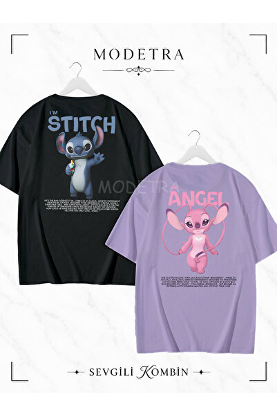 Modetra Women Men Angel Stitch Lilo Stitch Design Printed Back Printed Lover ...