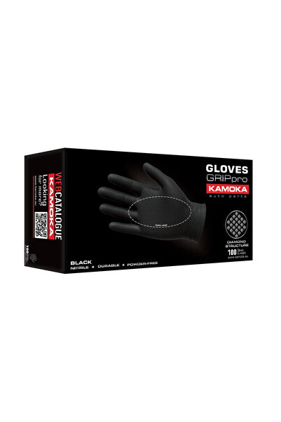 kamoka Nitrile Gloves - EXTREME GRIP BLACK 100 PC (M)