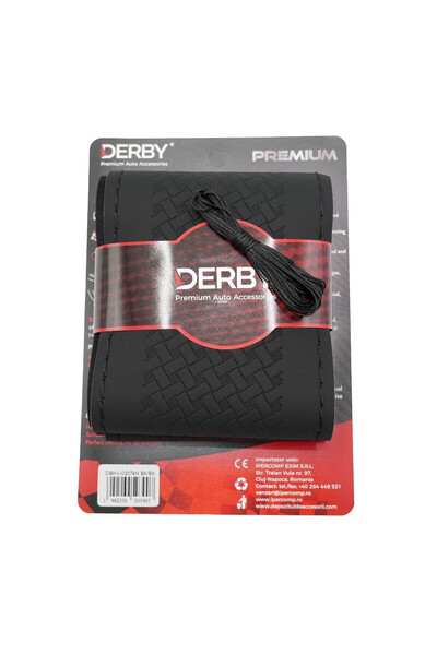 Derby Black steering wheel cover with needle and thread 110 gr, black stitching
